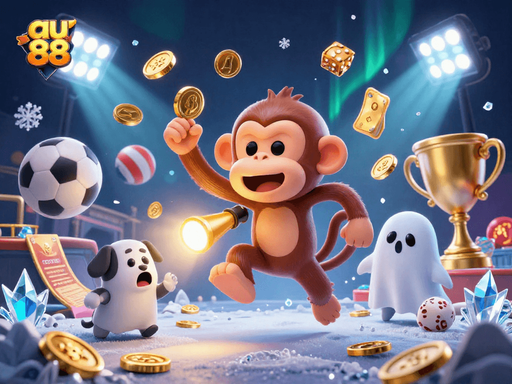 Win big with au 88 in a vibrant haunted casino overflowing with golden coins and thrilling games.