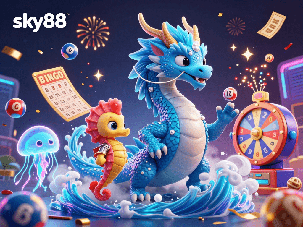 Engage in thrilling casino games with sky88 while discovering vibrant lottery elements amidst magical marine characters.