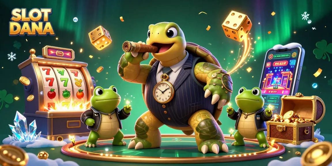 Permainan SLOT DANA menjadi semakin menarik dengan suasana kasino dan banyak elemen menarik, termasuk karakter unik dan mesin slot.