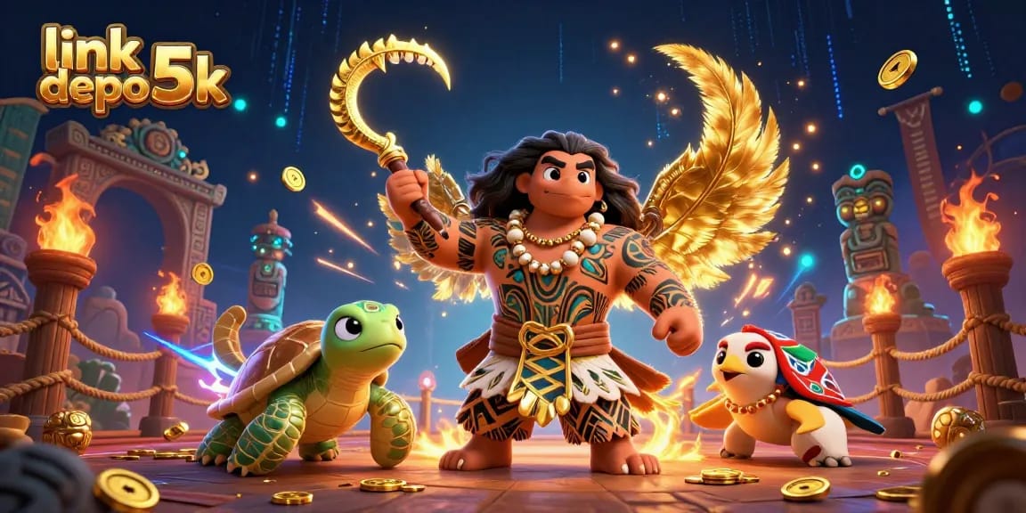 Engage with vibrant slot gaming at link depo 5k, featuring a dynamic scene with thematic characters and elements for an immersive experience.