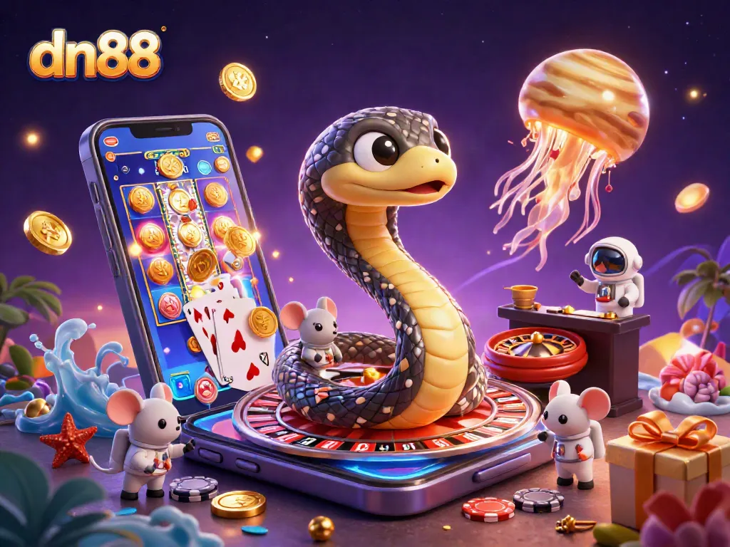 Betting on the cosmic roulette wheel with dn88's vibrant 3D casino illustration.