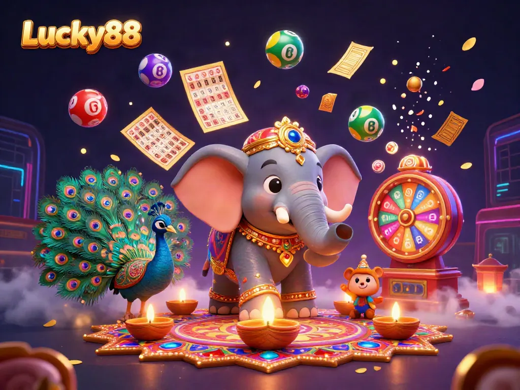 Play with vibrant games at Lucky88, featuring animated characters and lottery excitement in 3D.