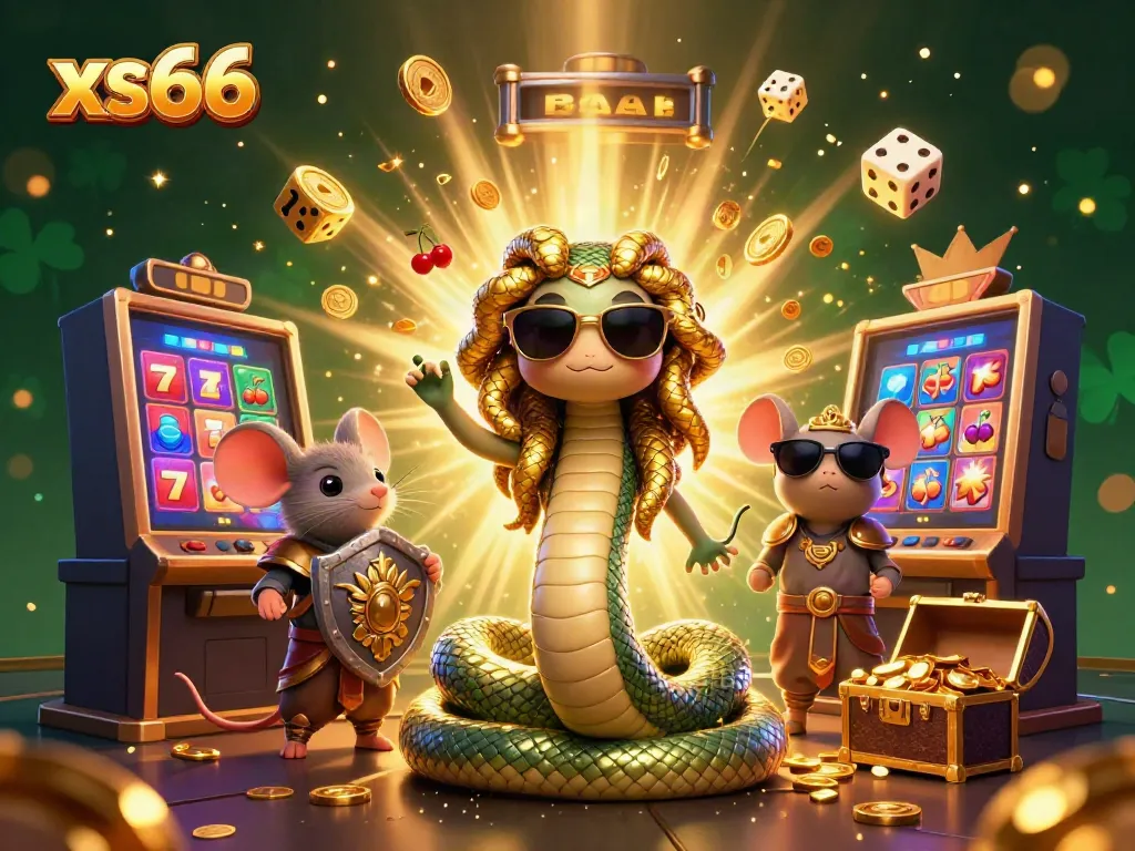 Experience luck with xs66 in this vibrant slot-themed casino scene featuring mythological characters.