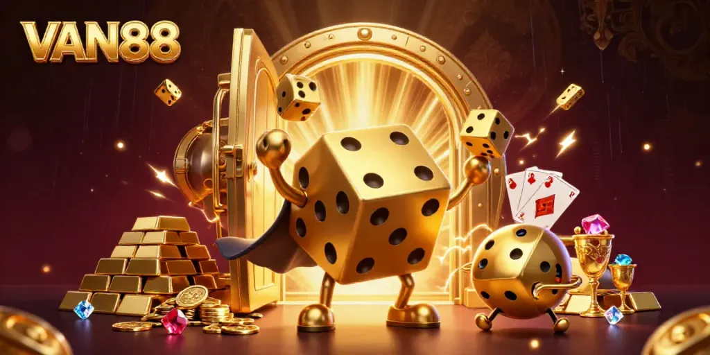 Experience golden treasures and playful characters in amazing VAN88 casino adventure.