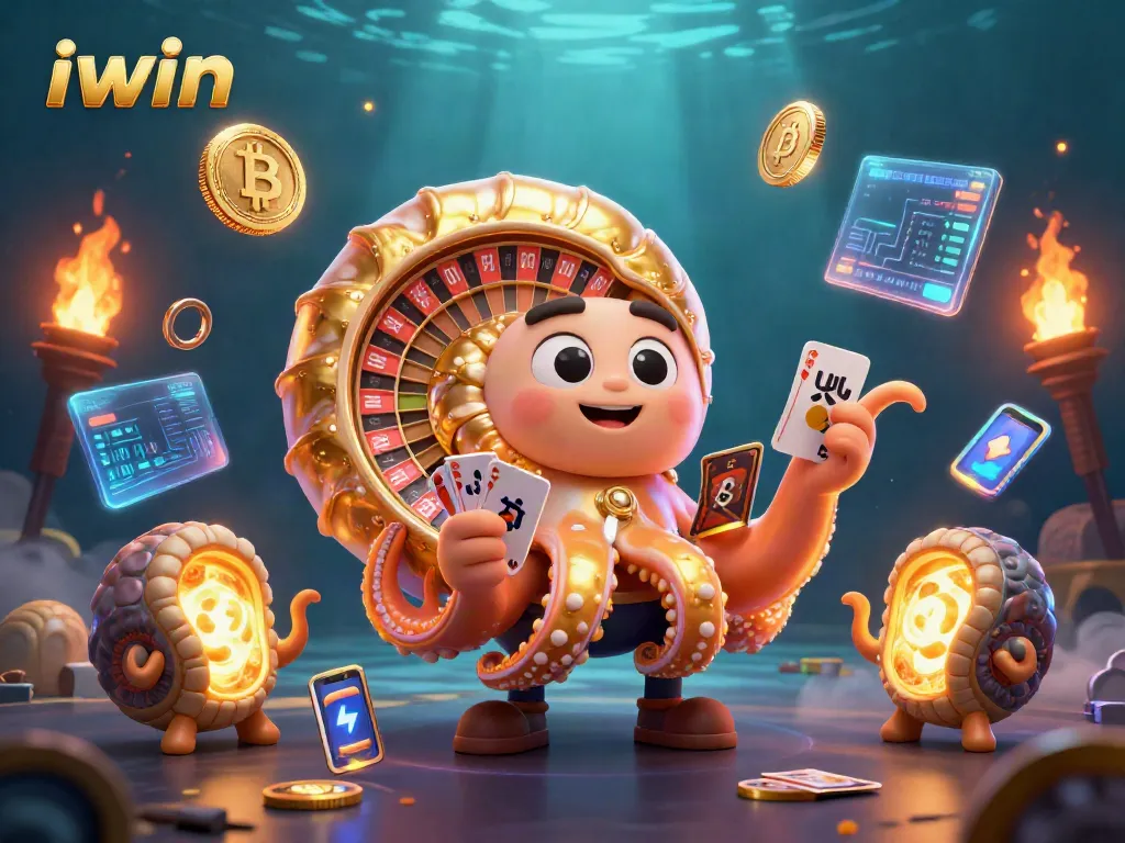 Engage with iwin as a 3D nautilus roulette wheel illuminates a vibrant casino scene.