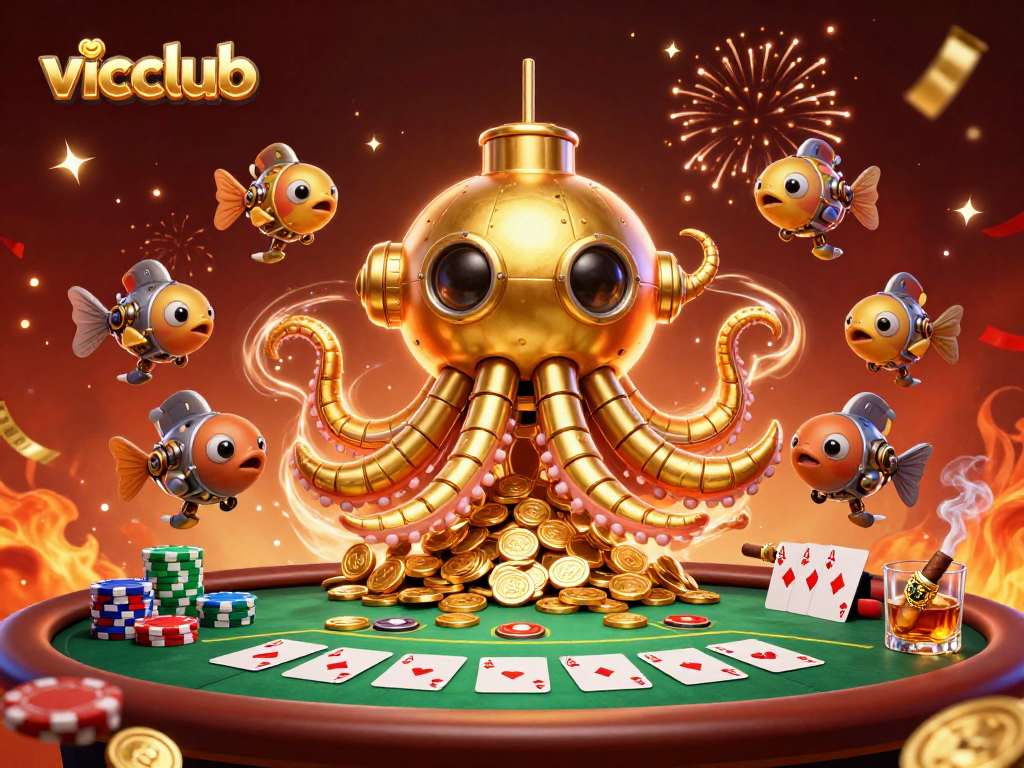 Experience winning strategies at vicclub with this vibrant casino-themed illustration.