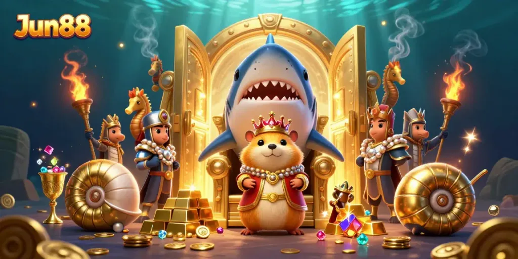 Engage with thrilling games at Jun88, where a golden hamster king presides over treasure.