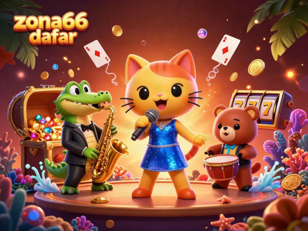 Enjoy thrilling action at zona66 daftar with vibrant casino-themed characters and gold treasures.