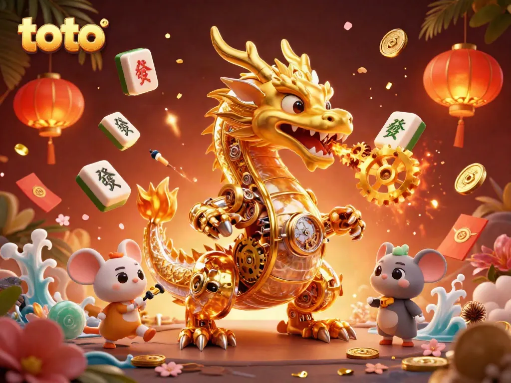 Gambarlah toto dalam suasana kasino yang memukau dengan karakter naga dan elemen keberuntungan.