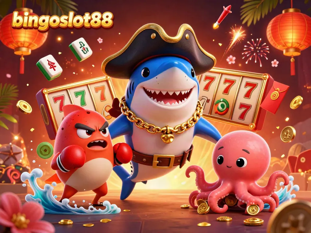 Gambar ilustrasi bingoslot88 menampilkan karakter unik dalam suasana kasino yang menarik