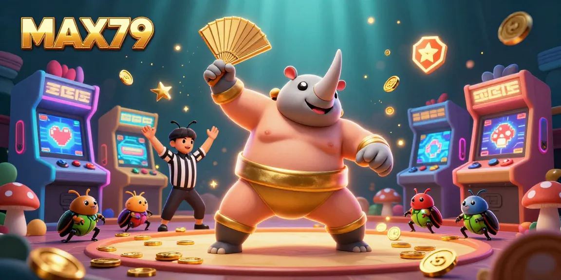 MAX79 showcases an epic gaming showdown with a sumo beetle champion, delivering gold coins in dynamic casino action.