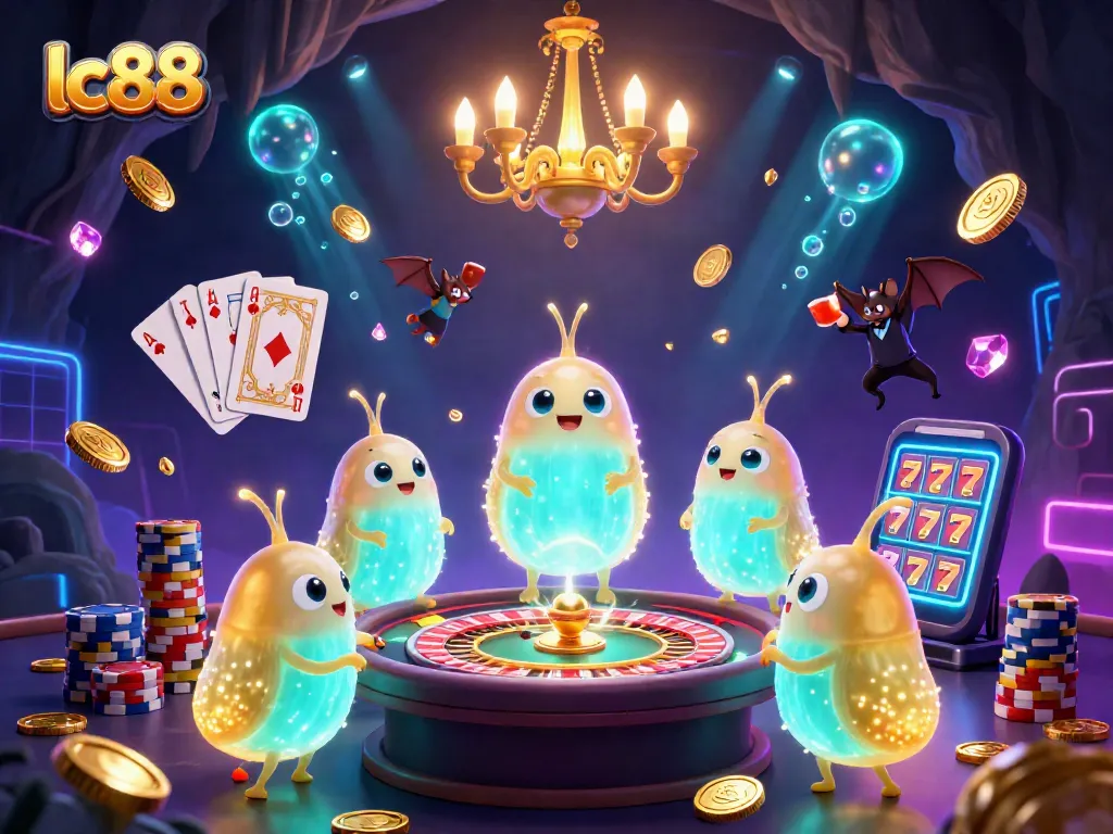 Engage with lc88 in a mesmerizing cave casino featuring vibrant glowworms and dynamic gaming elements.