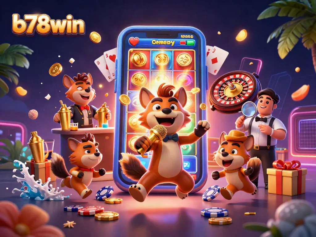Experience excitement at b78win casino with lively hyenas running their club.