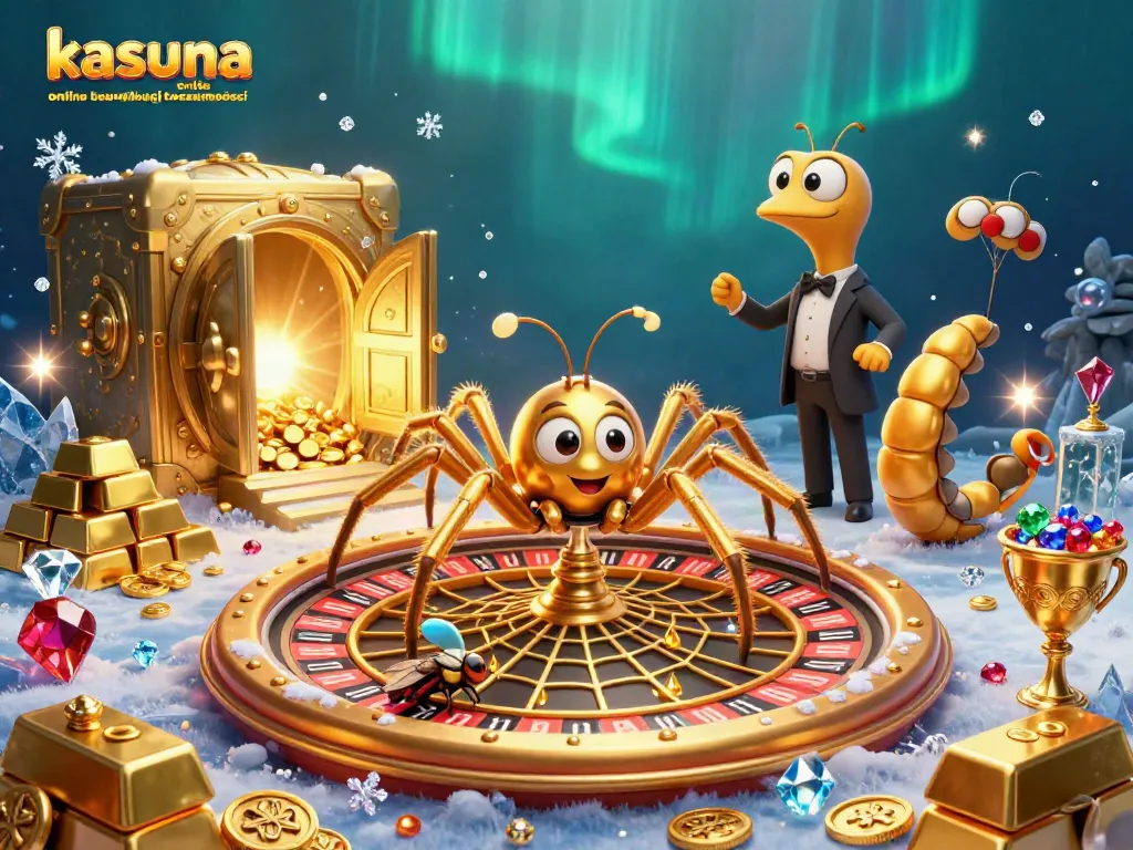 Engage players at kasyna online bez weryfikacji tożsamości in this vibrant 3D scene with a golden spider and croupier.