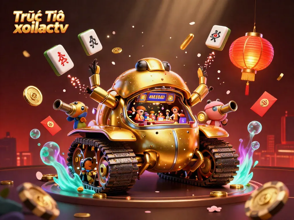 Experience high-definition live football streaming with Trực Tiếp xoilactv in this vibrant 3D scene.