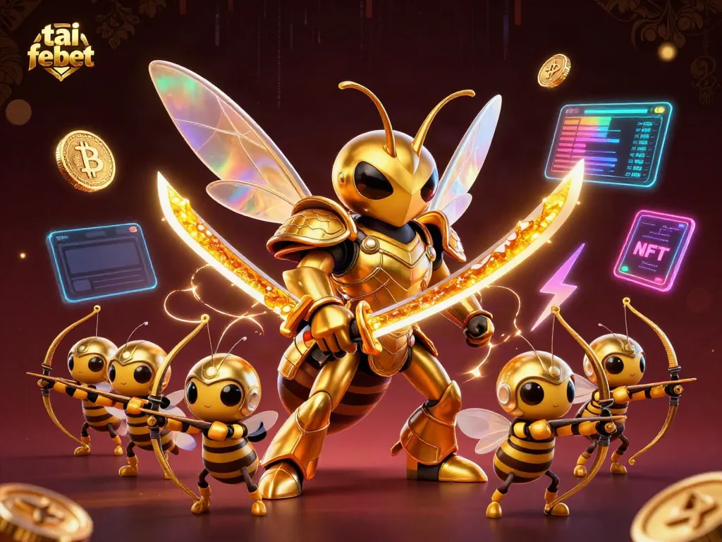 Engage with tai febet's vibrant casino scene showcasing dynamic characters and crypto elements.