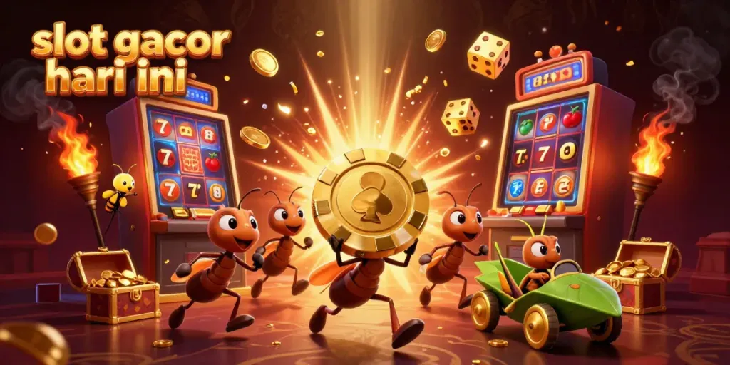 Engage in thrilling gameplay with slot gacor hari ini featuring playful ants, a heist theme, and vibrant casino elements.
