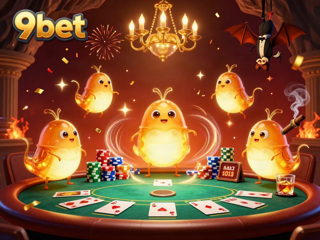 Experience thrilling gameplay at 9bet with glowworms lighting up a vibrant casino scene.