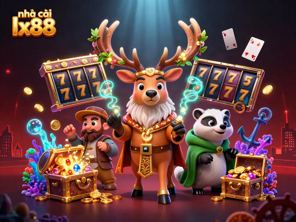 Engage in casino fun with nhà cái lx88, showcasing vibrant 3D characters and lively gambling elements.
