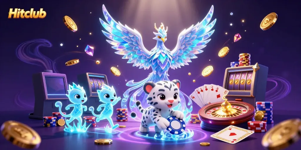 Experience excitement at Hitclub with an ice phoenix, sparkling gems, and poker fun!