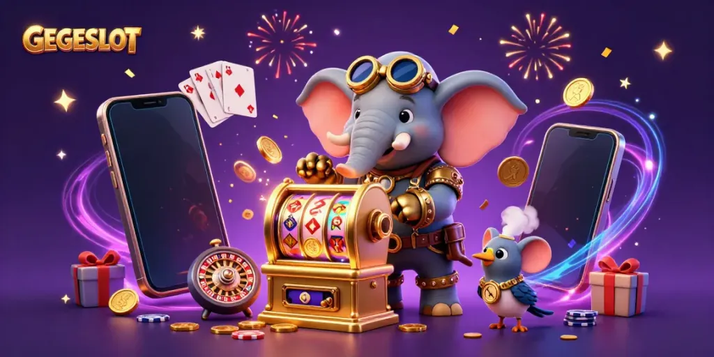 Engage with GEGESLOT's vibrant world of slot gaming, featuring an enchanting steampunk scene.