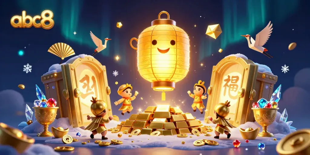 abc8 casino spirit levitating above golden treasure amidst vibrant gaming elements