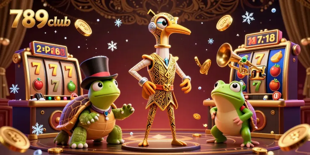 Engage with the exhilarating online gaming atmosphere at 789club featuring vibrant 3D characters and slot elements.
