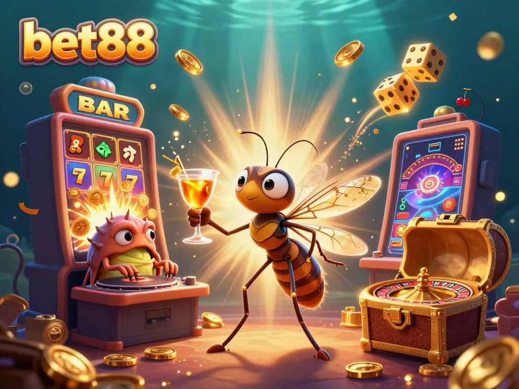 Spin to win with bet88's exciting casino adventures featuring animated characters and vibrant game elements.