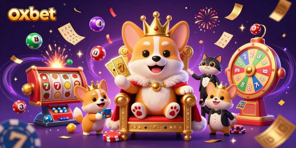 Experience an engaging game atmosphere with oxbet's royal corgi and dynamic casino elements.