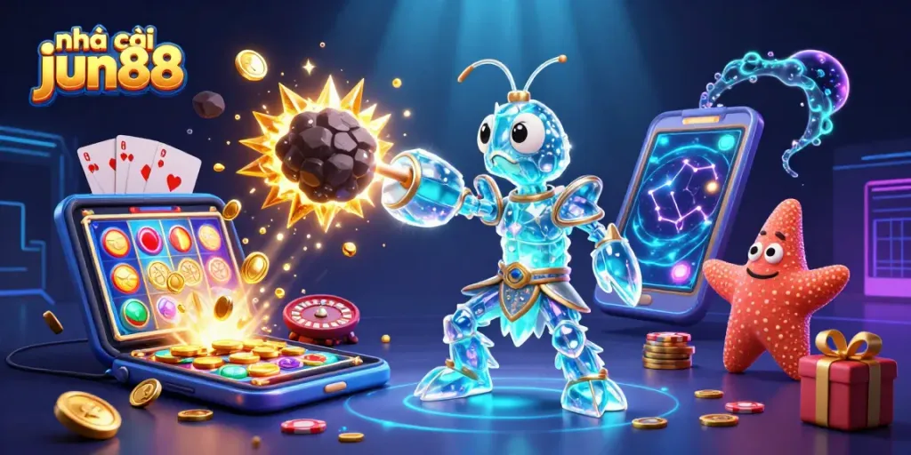 Trải nghiệm thú vị tại nhà cái jun88 với hình ảnh mô phỏng game slot đầy sắc màu