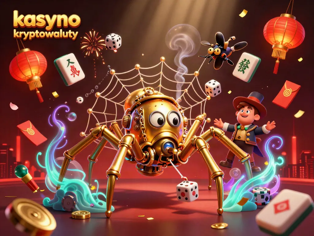 Experience the thrill of kasyno kryptowaluty with a vibrant 3D casino scene filled with gold and excitement.