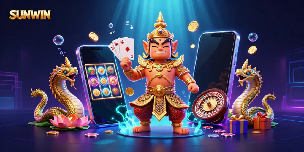 Experience thrilling gameplay with SUNWIN featuring a stunning guardian and casino elements.