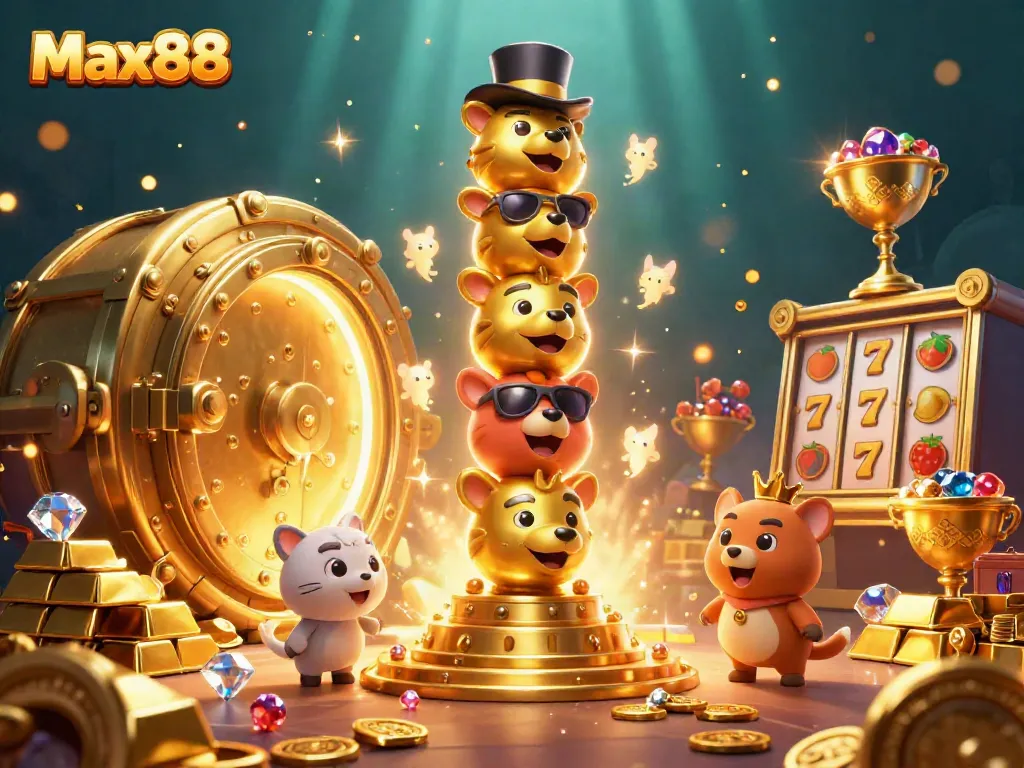 Experience the excitement of Max88 with vibrant casino visuals and dynamic slot elements.