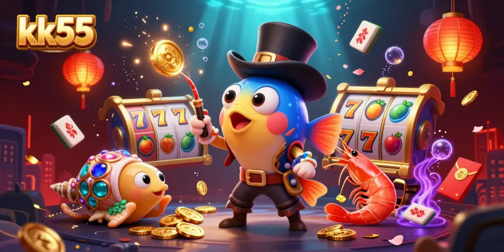 Engage with thrilling gameplay on kk55 featuring colorful slot reels and captivating characters in treasure scenes.