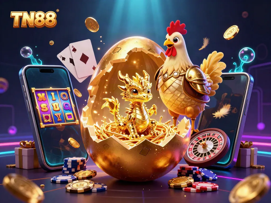 Experience the thrilling TN88 gaming adventure with dynamic characters in an enchanting casino environment.