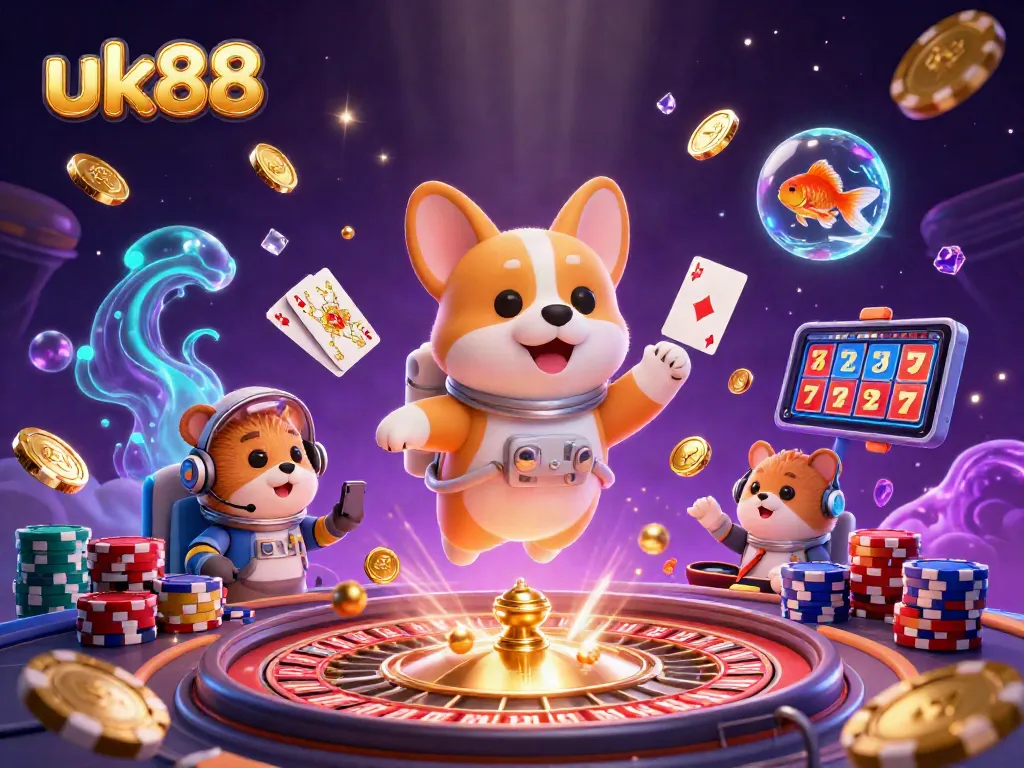 Engage with thrilling uk88 gaming adventures at this vibrant casino illustration.