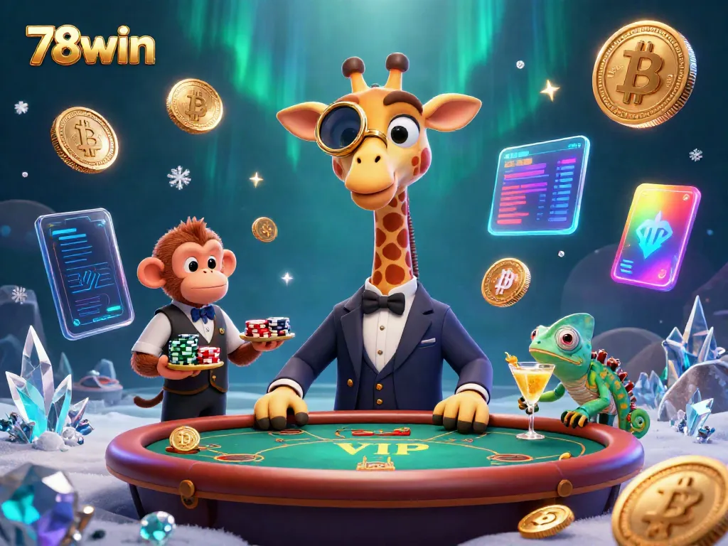 Experience thrilling gaming moments at 78win with our vibrant, casino-themed scene featuring unique characters.